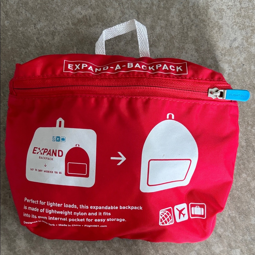 Red Nylon foldable Backpack Flight 001